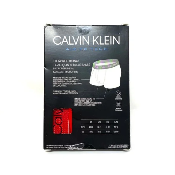 Calvin Klein Men’s Underwear Low Trunk Red Mesh Ck Air Fx Tech Moisture Wicking - Picture 4 of 6